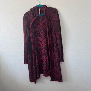 Pina Rossi Red/Black Knit Aztec Long Sleeve Cardigan Womens Size XL